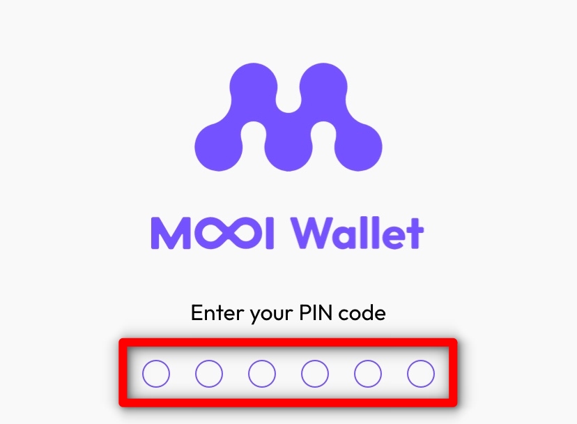 MOOI Wallet PIN番号入力画面