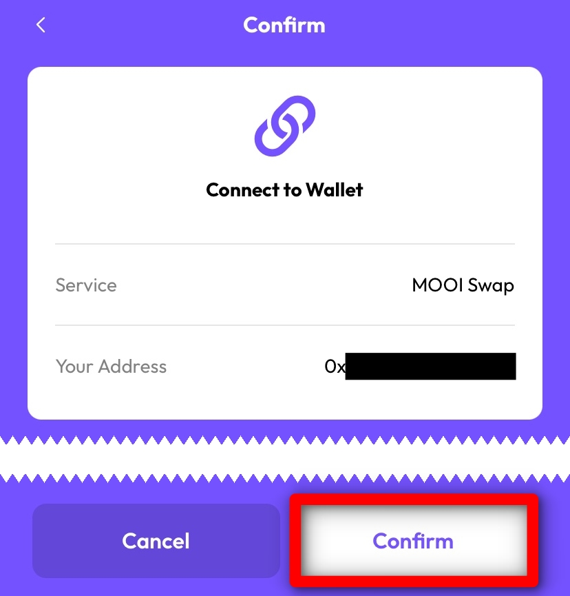 MOOI Wallet 接続確認画面