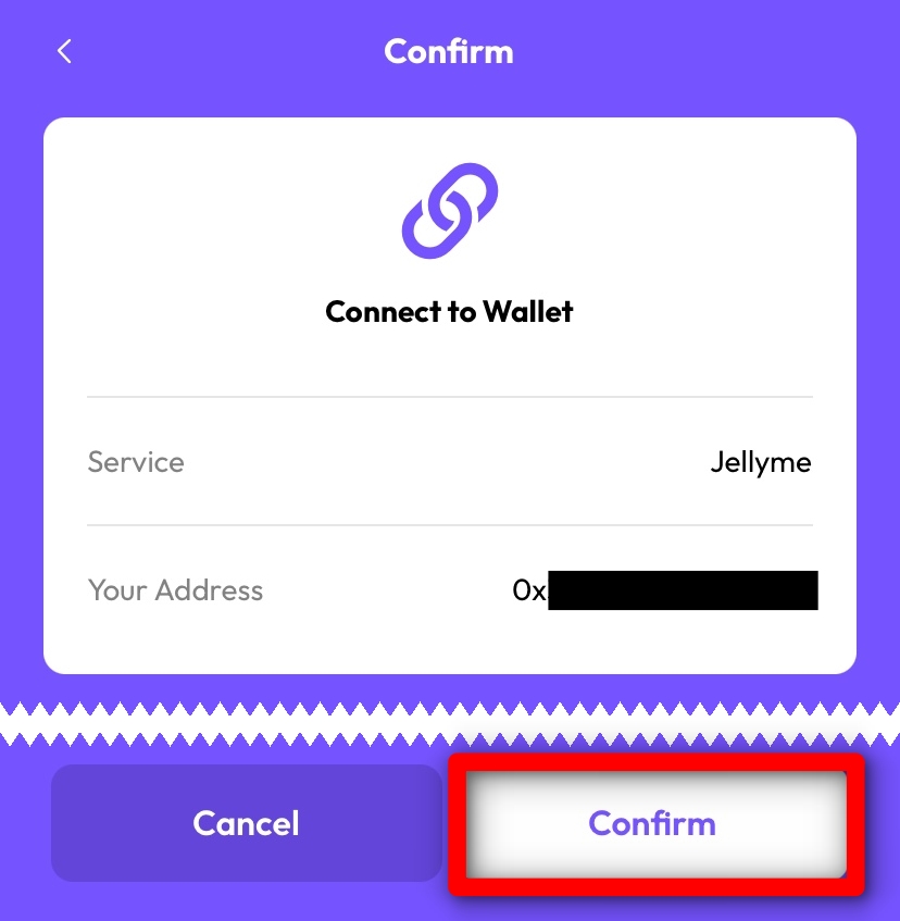 MOOI Wallet Jellyme 接続確認画面