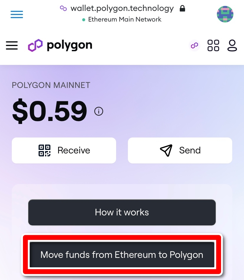 polygon wallet suite ブリッジボタン