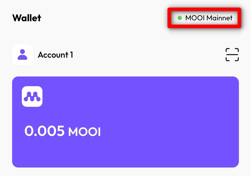 MOOI Wallet ネットワーク確認