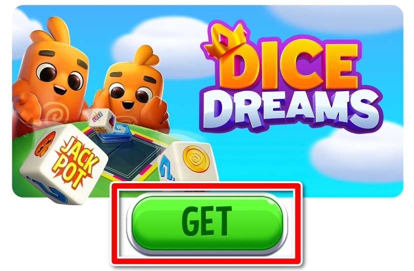 Dice Dreams "Get" Button